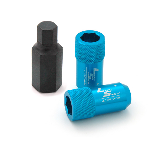 Гайка M12x1,5 44, спец, алюминиевая, 20+1 ключ, BLUE, AL1309