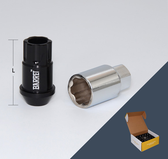 Гайка M12x1,5 44, внешний спец, алюминиевая, 20+1 ключ, BLACK, AL116-7075