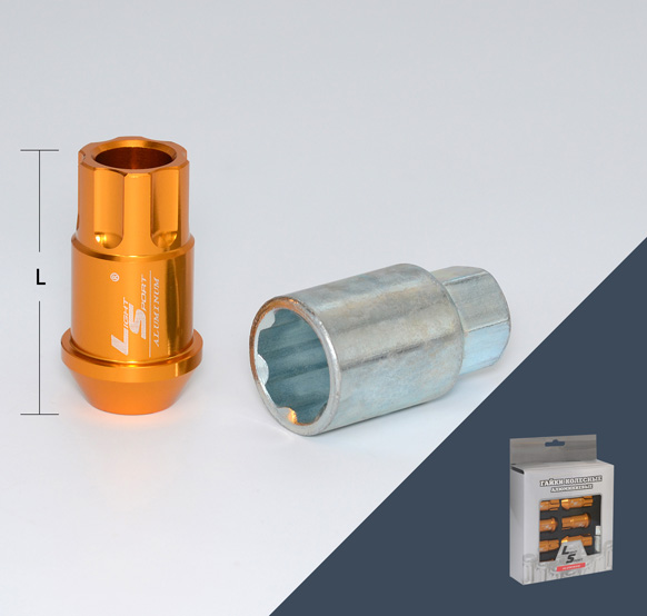 Гайка M12x1,5 44, внешний спец, алюминиевая, 20+1 ключ, GOLD, AL116