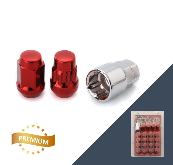 Гайка M12x1,25 35, hex19, конус, закрытая, 16 шт, секрет 4+1, RED, N0806L Anmax