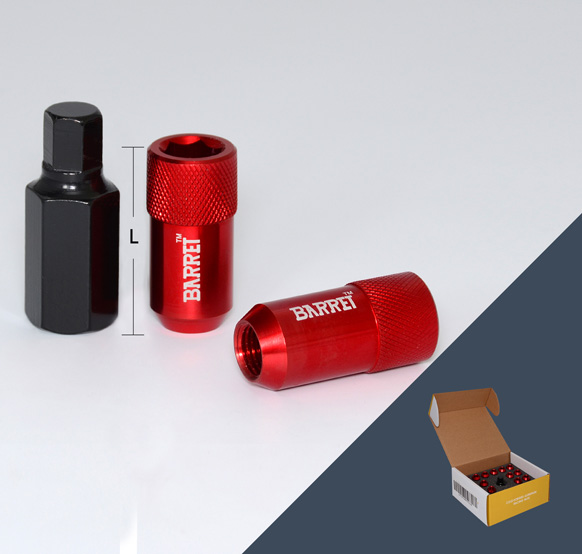 Гайка M12x1,5 43, спец, алюминиевая, 20+1 ключ, RED, AL115-7075