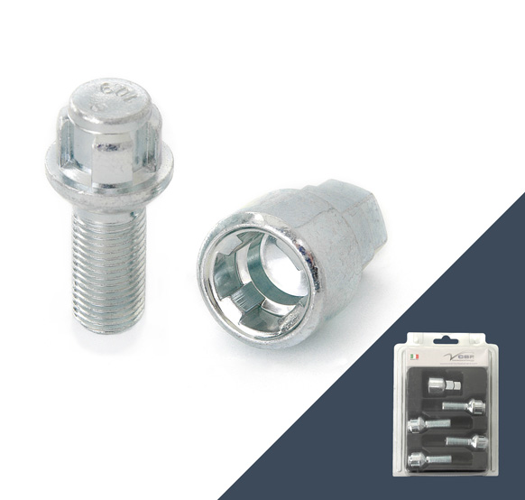 Болт секретный M12x1,25 50/25, конус, 4+1 ключ, Цинк, B1 CF