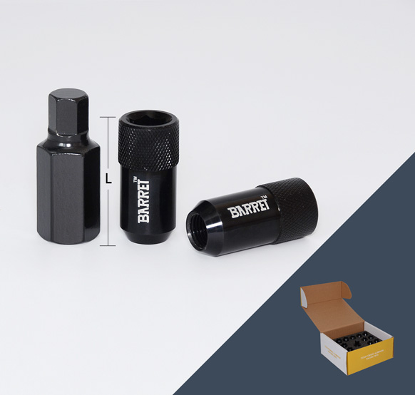 Гайка M12x1,5 43, спец, алюминиевая, 20+1 ключ, BLACK, AL115-7075