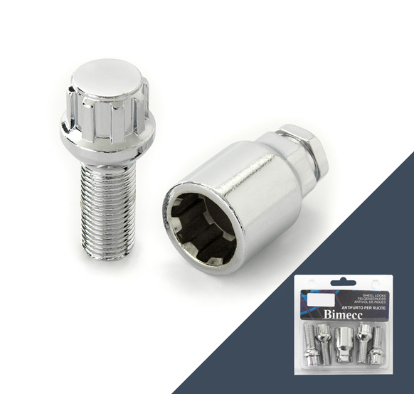 Болт секретный M12x1,25 52/27, конус, 4+1 ключ, Цинк, UB325 BC