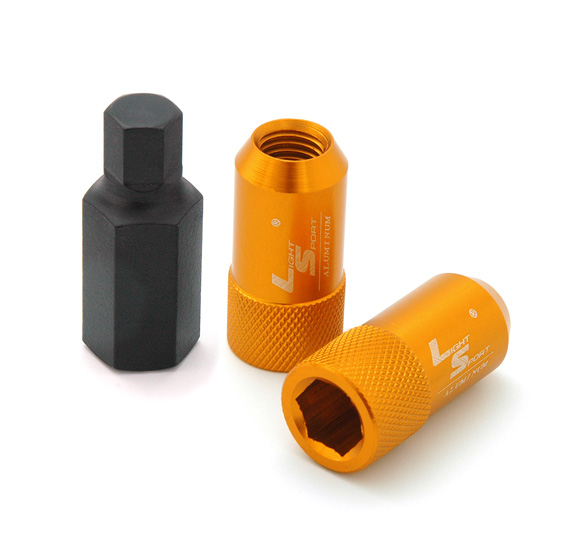 Гайка M12x1,5 44, спец, алюминиевая, 20+1 ключ, GOLD, AL1309