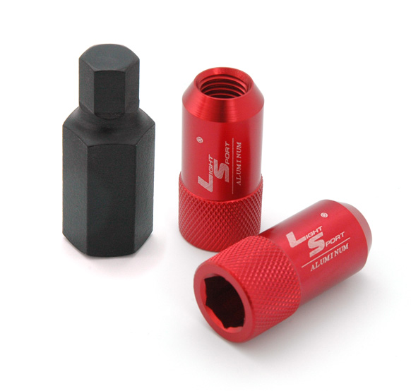 Гайка M12x1,5 44, спец, алюминиевая, 20+1 ключ, RED, AL1309