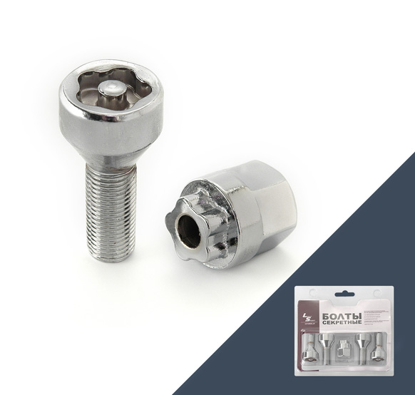 Болт секретный M12x1,25 46/27, конус, 4+1 ключ, CH, JN-611