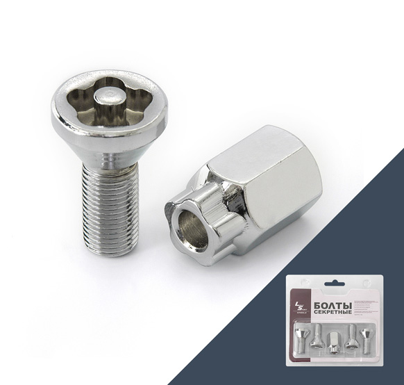 Болт секретный M12x1,5 36/23, конус, 4+1 ключ, штамп, CH, JN-615